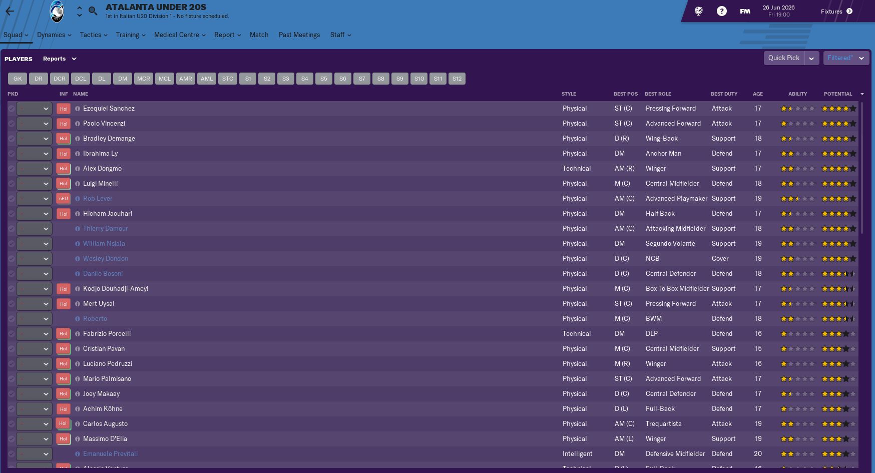 Under 20s & 18s 2026