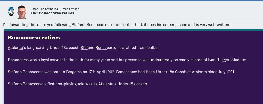 Coach since 1991 retires