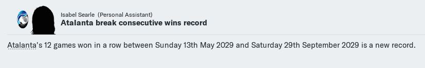 Consecutive wins record