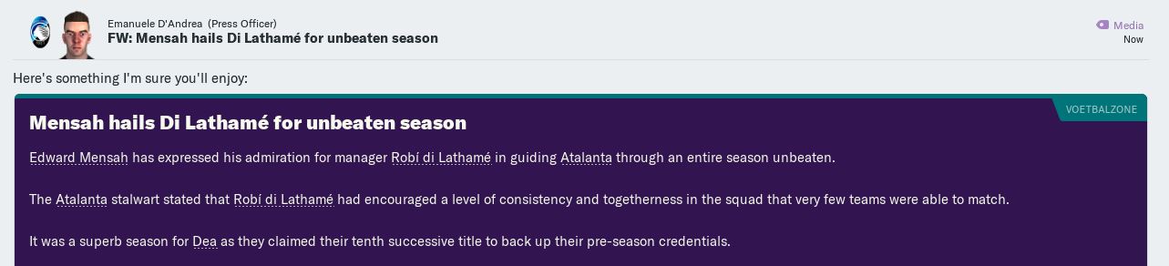 Mensah praises me for unbeaten