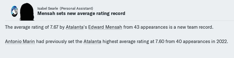 Mensh new Ata ave ratng record