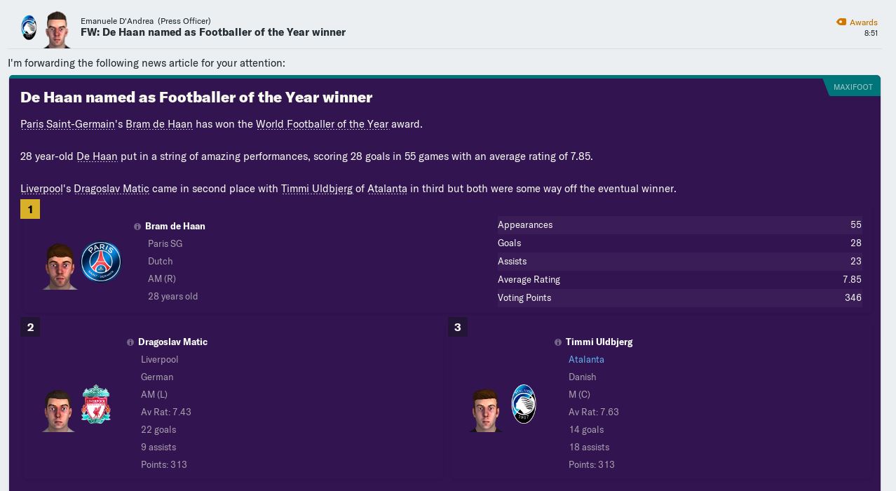 Ulbjerg 3rd footballer of the year