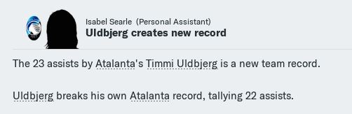 Uldbjerg assists record