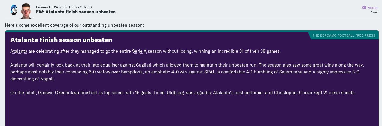 Unbeaten season