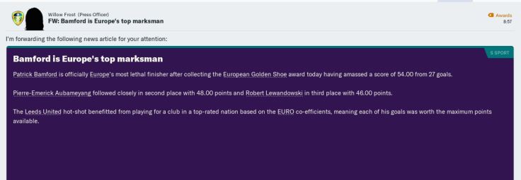 Banford Europe top marksman