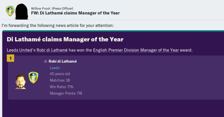 Manager of Year again
