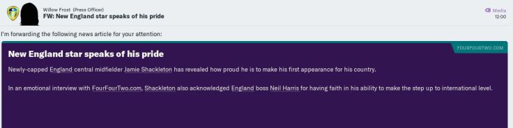 Shackleton plays for England