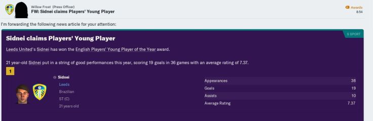 Sidnei young player of year